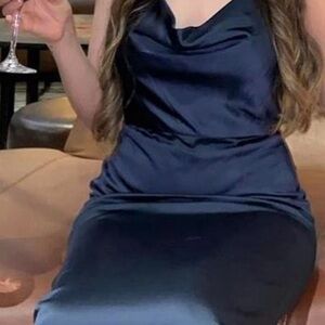 Blue Dessy Satin Maxi Dress 🌟